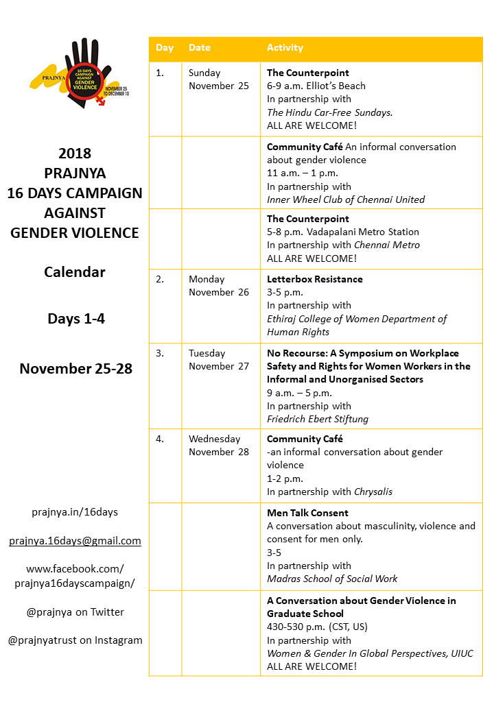 2018 16 Days Campaign Calendar page 1