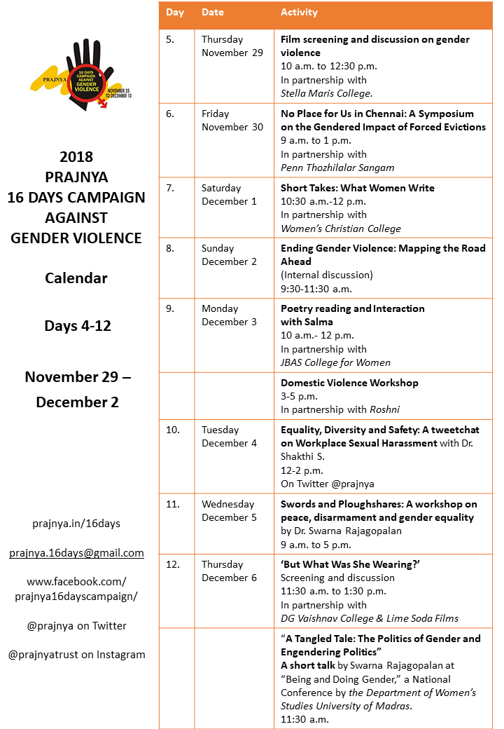 2018 16 Days Campaign Calendar page 2